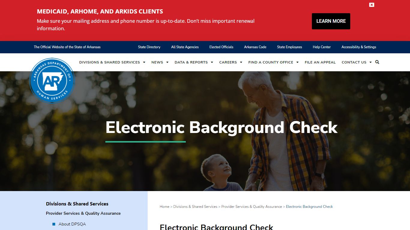 Electronic Background Check - Arkansas Department of Human Services